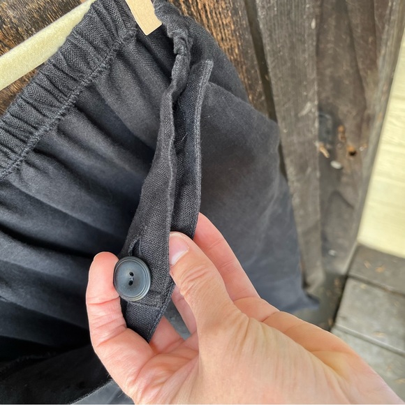 Flax Black 100% Linen Wide Leg Side Button Pants Sz 1X - Picture 6 of 16